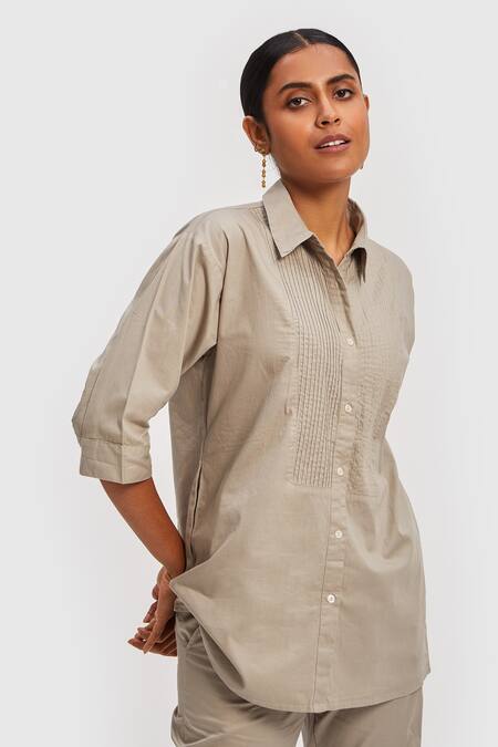 Beige dress best sale shirt womens