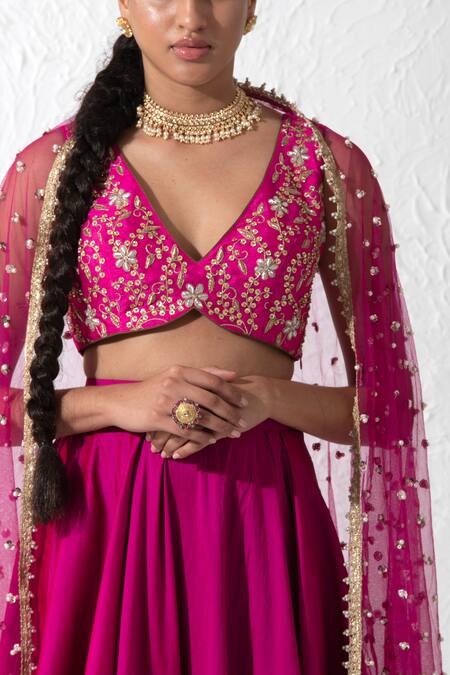 Buy Rishi and Vibhuti Pink Silk, Net, Taffeta Mirrors, Zari, Pearls, Sequins, Embroidered Lehenga Set Online at Aza Fashions Buy_Rishi and Vibhuti_Pink Silk, Net, Taffeta Mirrors, Zari, Pearls, Sequins, Embroidered Lehenga Set _Online_at_Aza_Fashions