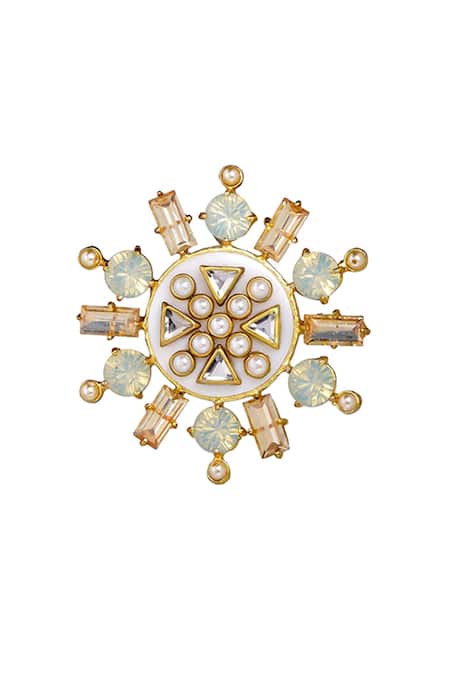 Shop Bblingg Gold Plated Crystals, Smocking Rubaina Kundan Stud Earrings Online at Aza Fashions Shop_Bblingg_Gold Plated Crystals, Smocking Rubaina Kundan Stud Earrings _Online_at_Aza_Fashions