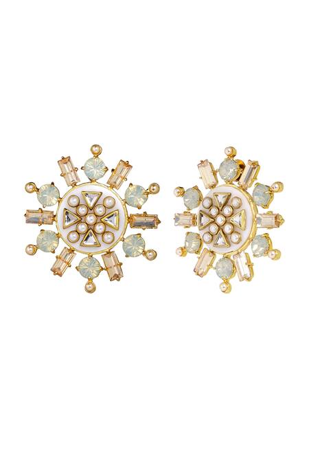 Buy Bblingg Gold Plated Crystals, Smocking Rubaina Kundan Stud Earrings Buy_Bblingg_Gold Plated Crystals, Smocking Rubaina Kundan Stud Earrings
