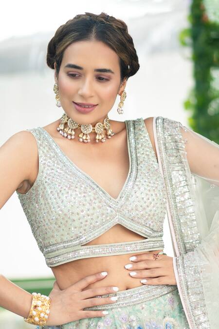 Bblingg Gold Plated Pearls, Crystals, Smocking Ruheen Choker Set Online at Aza Fashions Bblingg_Gold Plated Pearls, Crystals, Smocking Ruheen Choker Set _Online_at_Aza_Fashions