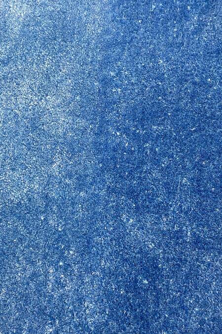 Qaaleen_Blue All Viscose Silk Hand Tufted Eye Rug_Online_at_Aza_Fashions