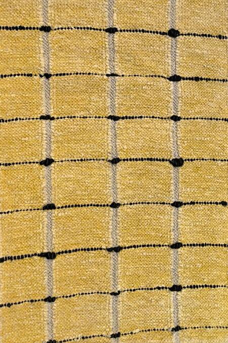 Qaaleen_Yellow All Viscose Silk Hand Woven Mayhem Rug_Online_at_Aza_Fashions