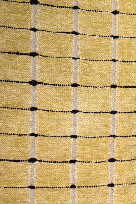 Shop_Qaaleen_Yellow All Viscose Silk Hand Woven Mayhem Rug_Online_at_Aza_Fashions