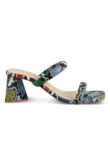 CRIMZON_Multi Color Pixie Animal Pattern Block Heels_at_Aza_Fashions