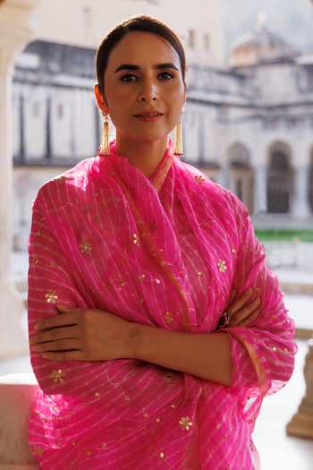 Buy Geroo Jaipur Pink Silk, Cotton Mothra Pattern Saree With Blouse Online at Aza Fashions Buy_Geroo Jaipur_Pink Silk, Cotton Mothra Pattern Saree With Blouse _Online_at_Aza_Fashions