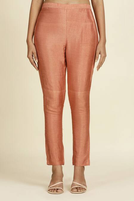 Oshi By Shikha_Peach , Organza, Muslin Embroidery, Sequins, Metallic Yoke Anarkali Set _Online_at_Aza_Fashions