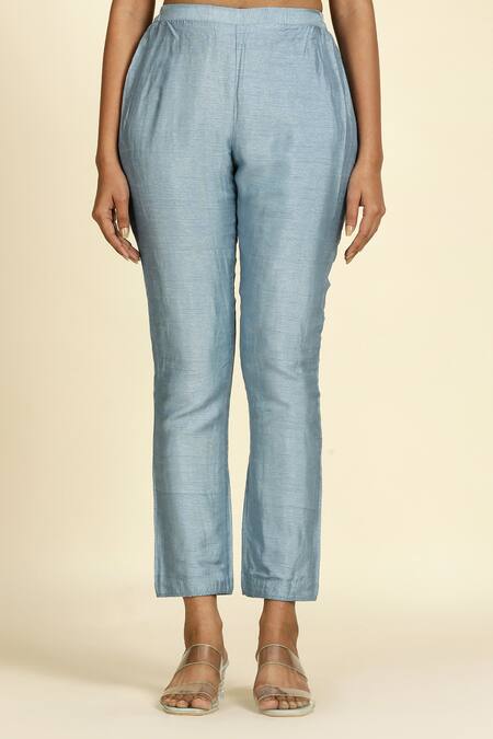 Oshi By Shikha_Blue , Organza Embroidery V-neck Anarkali Set With Dupatta _at_Aza_Fashions