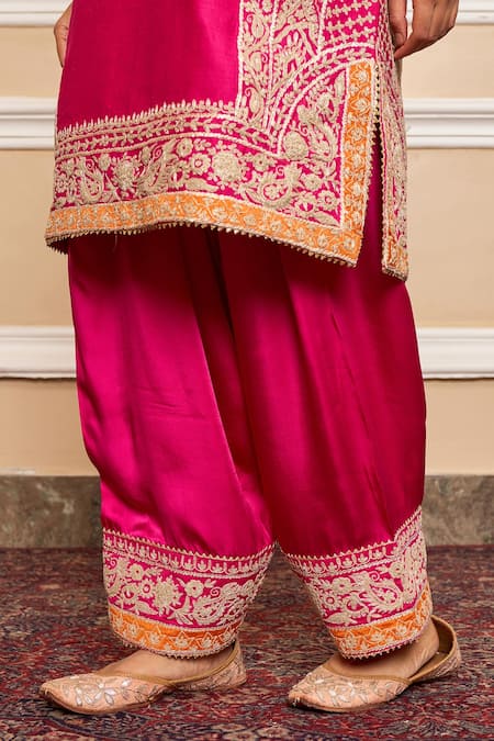 Buy Sheetal Batra Pink Dupatta Organza, Kurta Pure Chanderi, Embroidered A-line Set Buy_Sheetal Batra_Pink Dupatta Organza, Kurta Pure Chanderi, Embroidered A-line Set