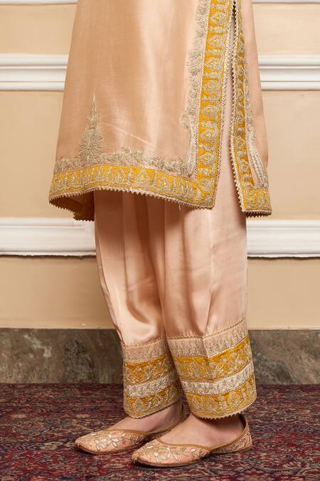 Sheetal Batra_Pink Dupatta  Organza, Kurta  Pure Chanderi, Salwar Embroidered Set_at_Aza_Fashions