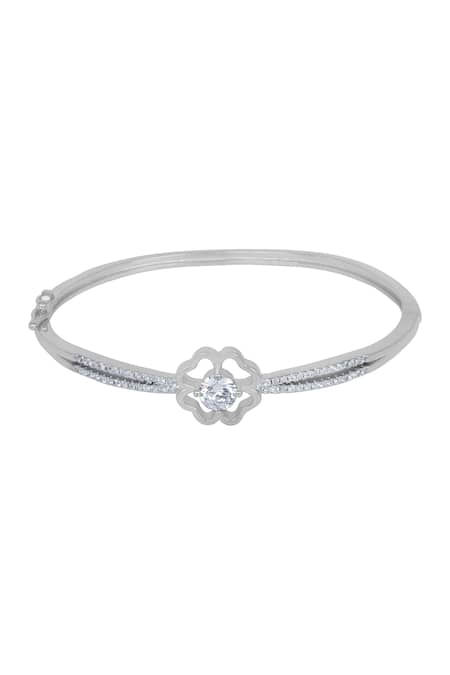 Sangeeta Boochra_Silver Plated Crystals Saba Floral Charming Bracelet _Online_at_Aza_Fashions