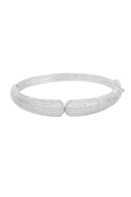 Sangeeta Boochra_Silver Plated Crystals Zara Cz Embellished Bracelet _Online_at_Aza_Fashions
