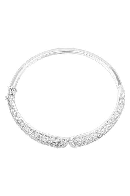 Buy_Sangeeta Boochra_Silver Plated Crystals Zara Cz Embellished Bracelet _Online_at_Aza_Fashions