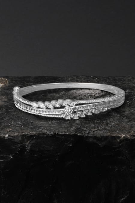 Sangeeta Boochra_Silver Plated Crystals Sana Cz Embellished Bracelet _Online_at_Aza_Fashions