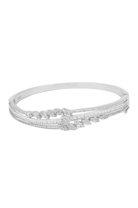 Buy_Sangeeta Boochra_Silver Plated Crystals Sana Cz Embellished Bracelet _Online_at_Aza_Fashions