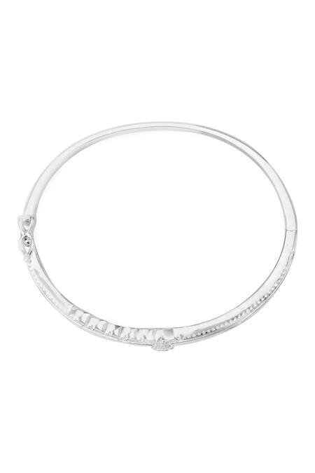 Shop_Sangeeta Boochra_Silver Plated Crystals Sana Cz Embellished Bracelet _Online_at_Aza_Fashions