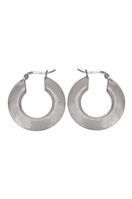 Buy_Sangeeta Boochra_Silver Plated Alisa Metallic Hoops_Online_at_Aza_Fashions