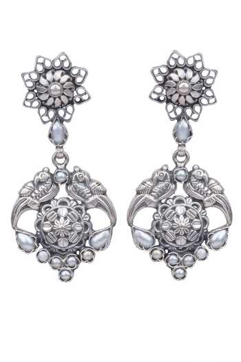 Sangeeta Boochra_Silver Plated Mahiyanam Handcrafted Drop Earrings _Online_at_Aza_Fashions