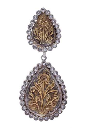 Sangeeta Boochra_Silver Plated Stones Nazpari Floral Carved Earrings _Online_at_Aza_Fashions