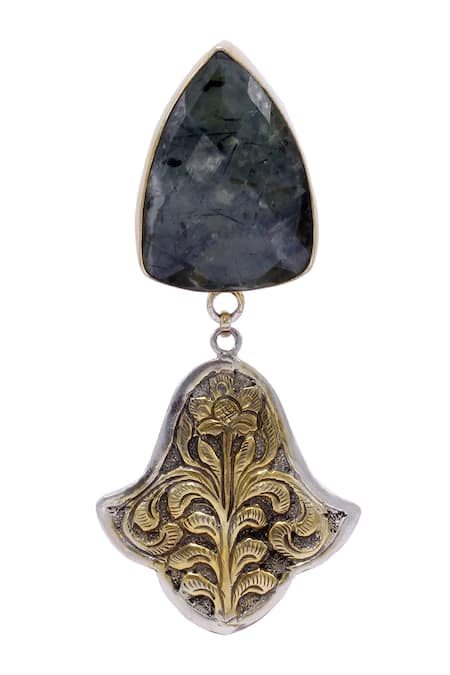 Sangeeta Boochra_Silver Plated Stone Shahra Mughal Shaped Earrings _Online_at_Aza_Fashions