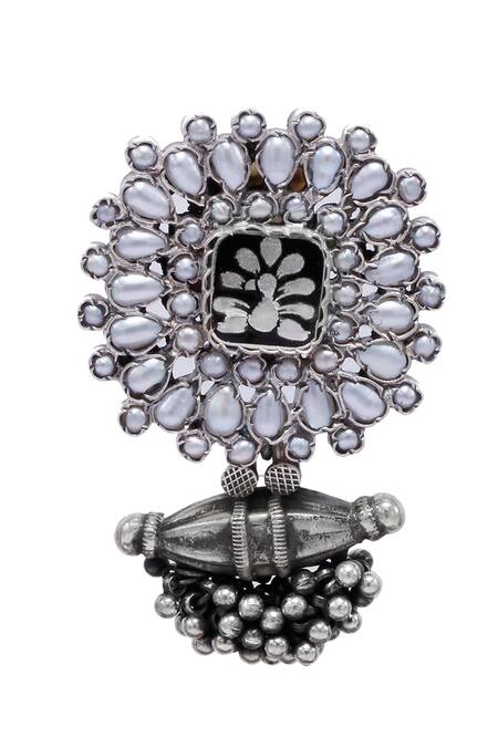 Sangeeta Boochra_Silver Plated Stones Natila Embellished Earrings _Online_at_Aza_Fashions