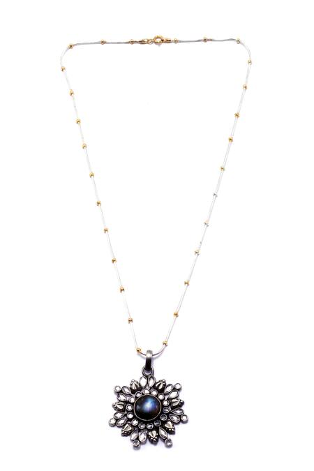 Sangeeta Boochra_Silver Plated Sofia Handcrafted Pendant Necklace _Online_at_Aza_Fashions