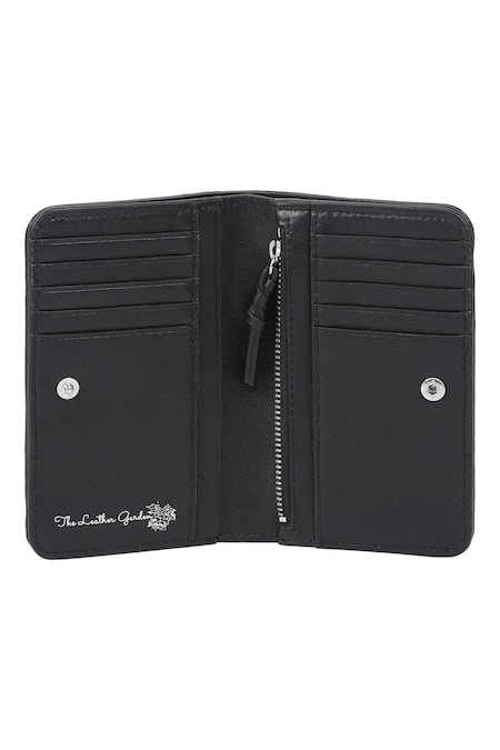 Shop_The Leather Garden_Black Scilla Leather Embellished Wallet _Online_at_Aza_Fashions