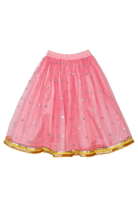 Buy_Saka Designs_Yellow Cotton, Silk, Net Sequins Embroidered Butti Lehenga Set