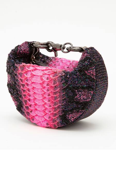 Doux Amour_Pink Embellished Crystal Ombre Bag _Online_at_Aza_Fashions