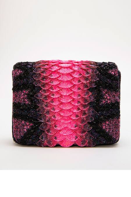 Doux Amour_Pink Embellished Medusa Ombre Bag _Online_at_Aza_Fashions