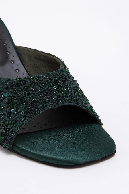Shop_Doux Amour_Green Sequins Valencia Nebula Embellished Heels _Online_at_Aza_Fashions