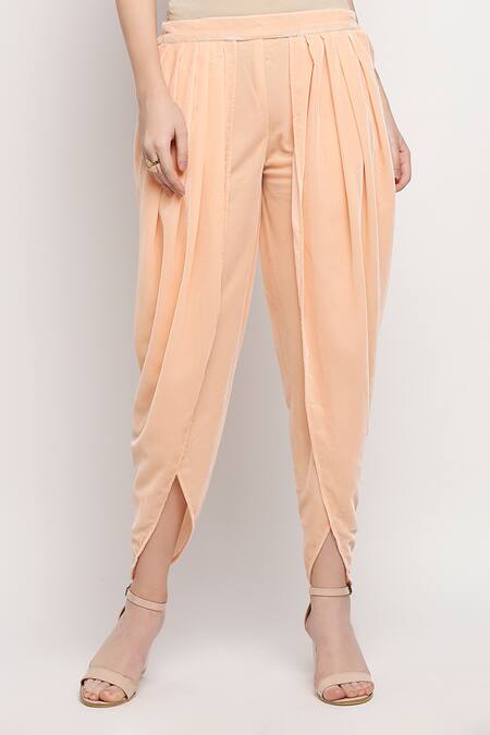 Monk & Mei By Sonia Anand Peach Velvet Lace Round Neck Flared Jacket And Dhoti Pant Set at Aza Fashions Monk & Mei By Sonia Anand_Peach Velvet Lace Round Neck Flared Jacket And Dhoti Pant Set _at_Aza_Fashions