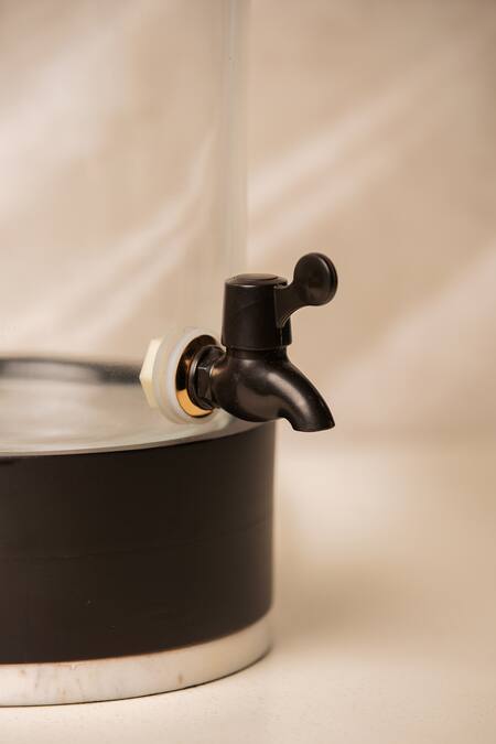 S. G. Home_Brown Wood, Marble And Glass Mid Century Drink Dispenser_Online_at_Aza_Fashions