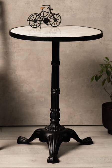 S. G. Home_White Metal And Marble Accent Table_Online_at_Aza_Fashions