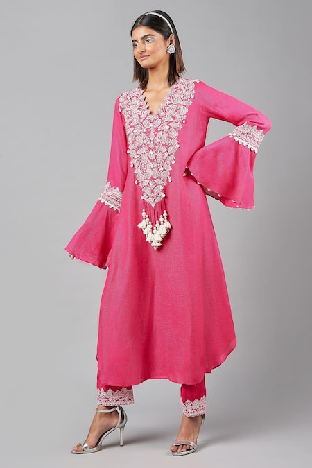 Inej Embroidered Paisley Bodice Kurta With Palazzo 