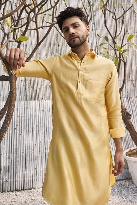 Charkhee_Yellow , Satin Beads Pastel Hand Embroidered Bundi Set_Online_at_Aza_Fashions