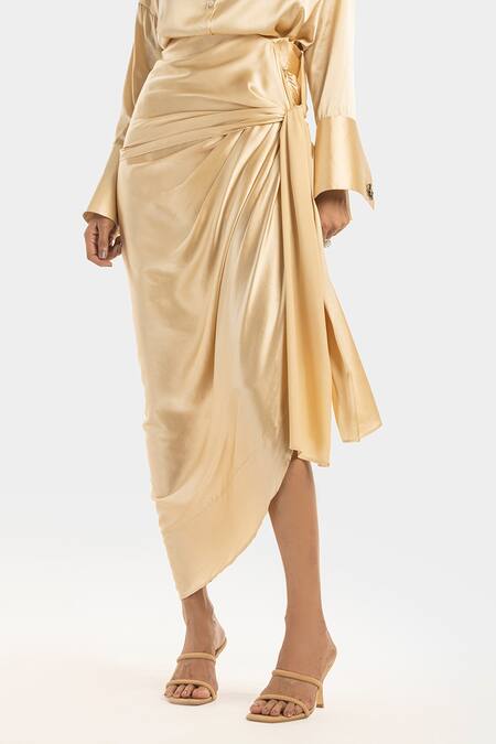 Buy 431-88 By Shweta Kapur Beige Silk Satin Tie Up Skirt Online at Aza Fashions Buy_431-88 By Shweta Kapur_Beige Silk Satin Tie Up Skirt_Online_at_Aza_Fashions
