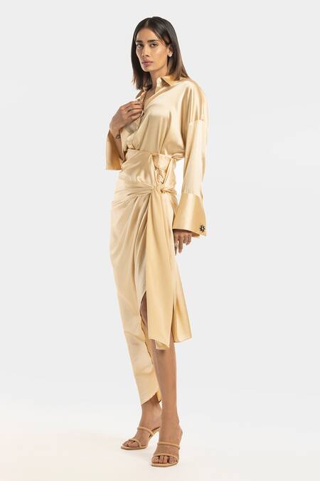 Shop 431-88 By Shweta Kapur Beige Silk Satin Tie Up Skirt Online at Aza Fashions Shop_431-88 By Shweta Kapur_Beige Silk Satin Tie Up Skirt_Online_at_Aza_Fashions