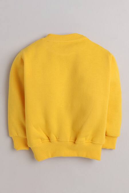 Knitting Doodles_Yellow Fleece Printed Six Pack Top And Joggers Set_Online_at_Aza_Fashions