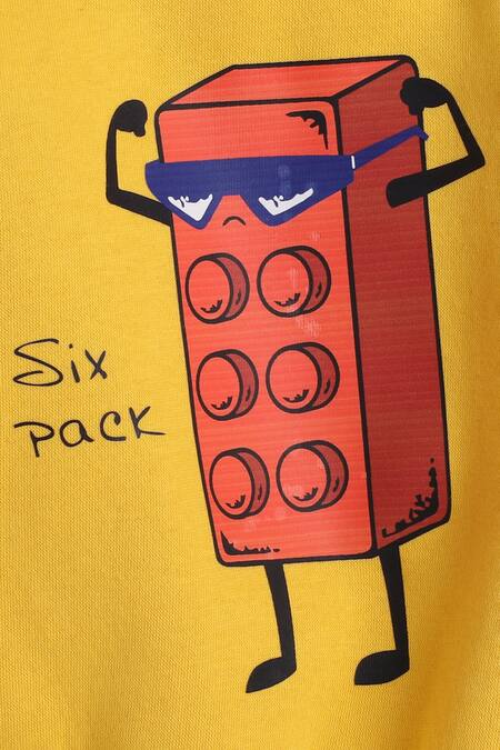 Buy_Knitting Doodles_Yellow Fleece Printed Six Pack Top And Joggers Set_Online_at_Aza_Fashions