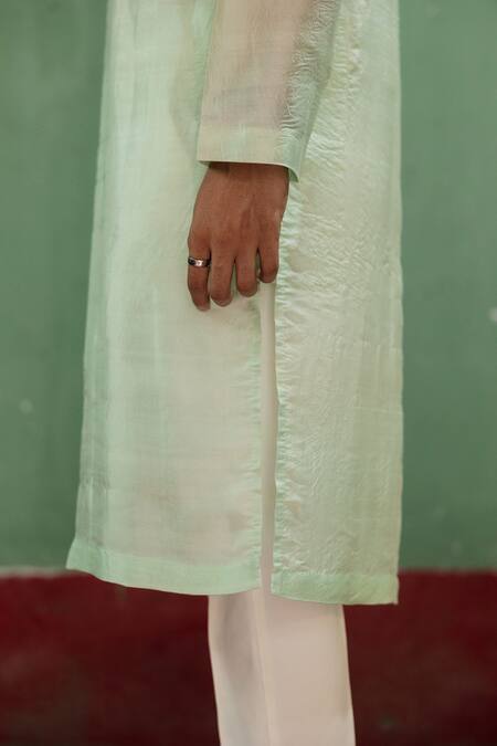 Shop_Artless_Blue  Lining Material Sheep Embroidery Sequin Teal Kurta Set_Online_at_Aza_Fashions