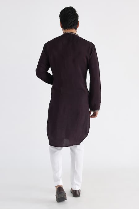 Shop_Smriti By Anju Agarwal_Off White Linen, Satin, Bamboo, Cotton Zari, Sequins, Hand Bundi And Kurta Set _Online_at_Aza_Fashions