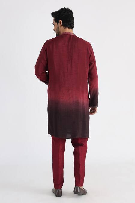 Smriti By Anju Agarwal_Brown Bamboo, Cotton Embroidery, Cut Work Nehru Jacket And Kurta Set _at_Aza_Fashions