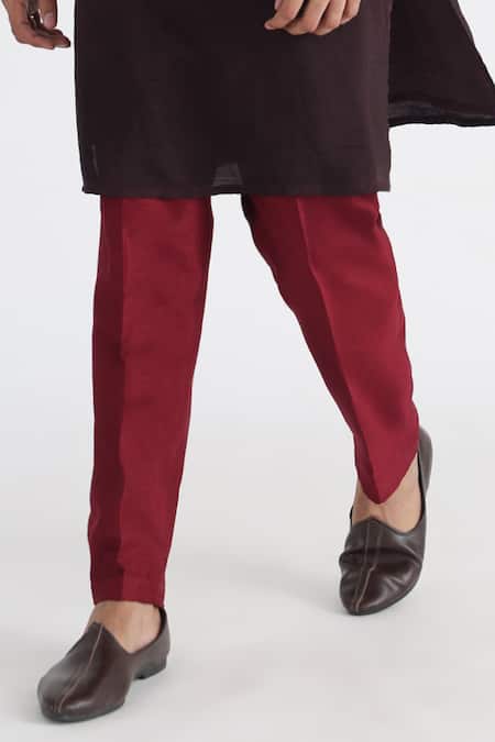 Smriti By Anju Agarwal_Brown Bamboo, Cotton Embroidery Qahwa Ombre Kurta Set _Online_at_Aza_Fashions