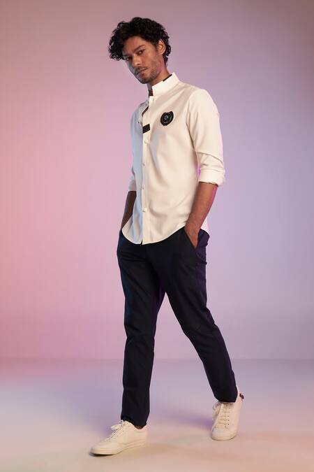 Shop S&N By Shantnu Nikhil Off White Embroidery Nehruvian Collar Shirt Online at Aza Fashions Shop_S&N By Shantnu Nikhil_Off White Embroidery Nehruvian Collar Shirt_Online_at_Aza_Fashions