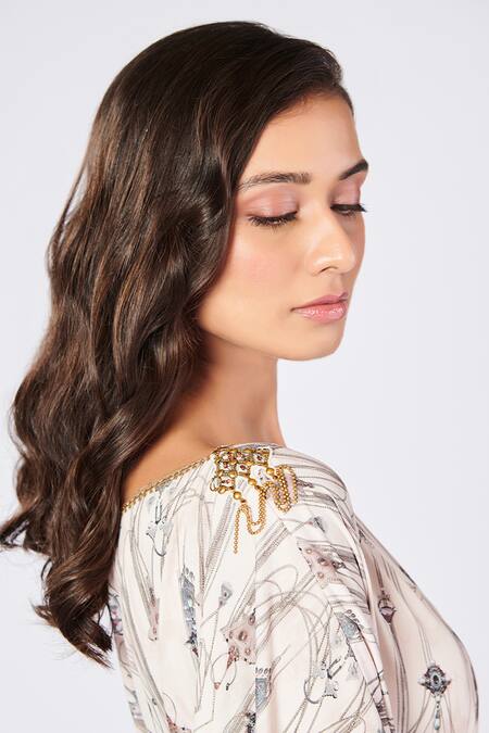 Buy S&N By Shantnu Nikhil Off White Polyester Embroidery One Shoulder Printed Kurta Online at Aza Fashions Buy_S&N By Shantnu Nikhil_Off White Polyester Embroidery One Shoulder Printed Kurta_Online_at_Aza_Fashions