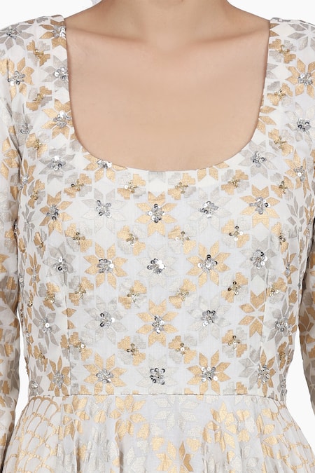 Seema Nanda_Ivory  Lining Gota Patti, Ikjot Anarkali Sharara Set _at_Aza_Fashions