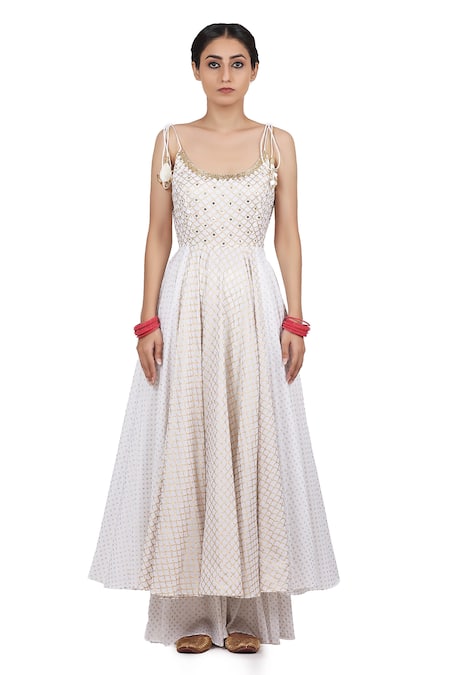 Buy_Seema Nanda_Ivory  Lining Ishani Strappy Anarkali Sharara Set_Online_at_Aza_Fashions