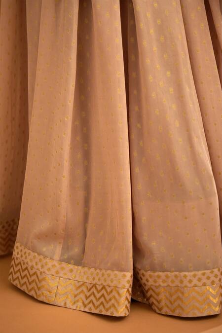 Shop_Shyam Narayan Prasad_Peach Chanderi, Georgette Lace, Embroidery, Thread And Work Kurta Sharara Set _Online_at_Aza_Fashions