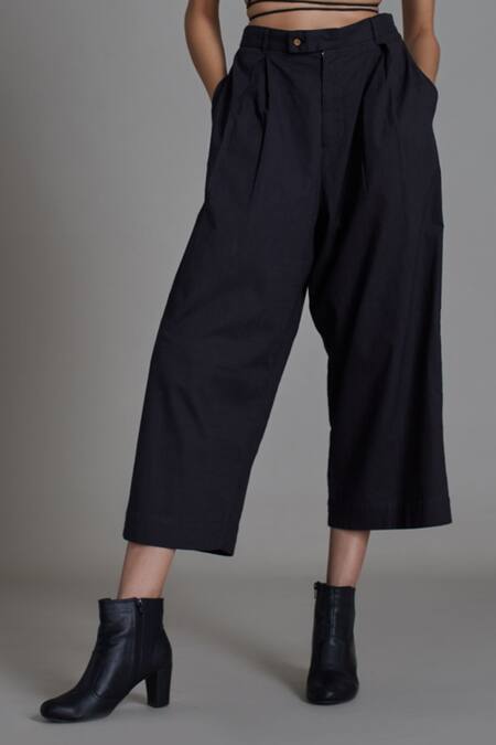 Mati_Black 100% Cotton Solitaire Pant _Online_at_Aza_Fashions